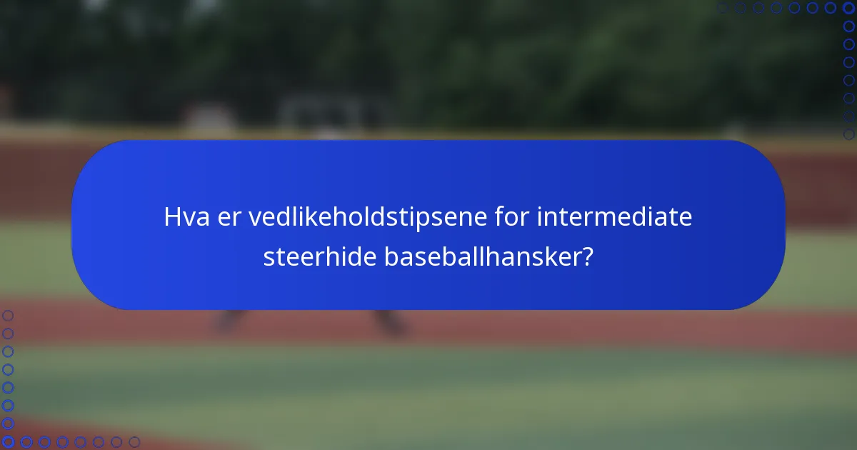 Hva er vedlikeholdstipsene for intermediate steerhide baseballhansker?
