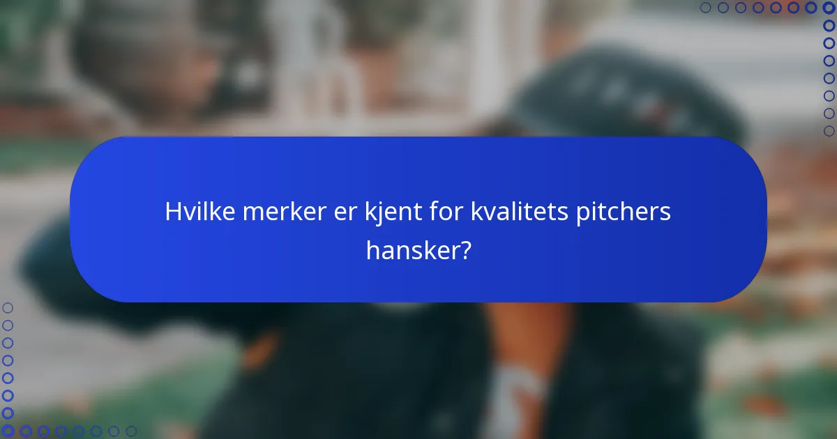 Hvilke merker er kjent for kvalitets pitchers hansker?